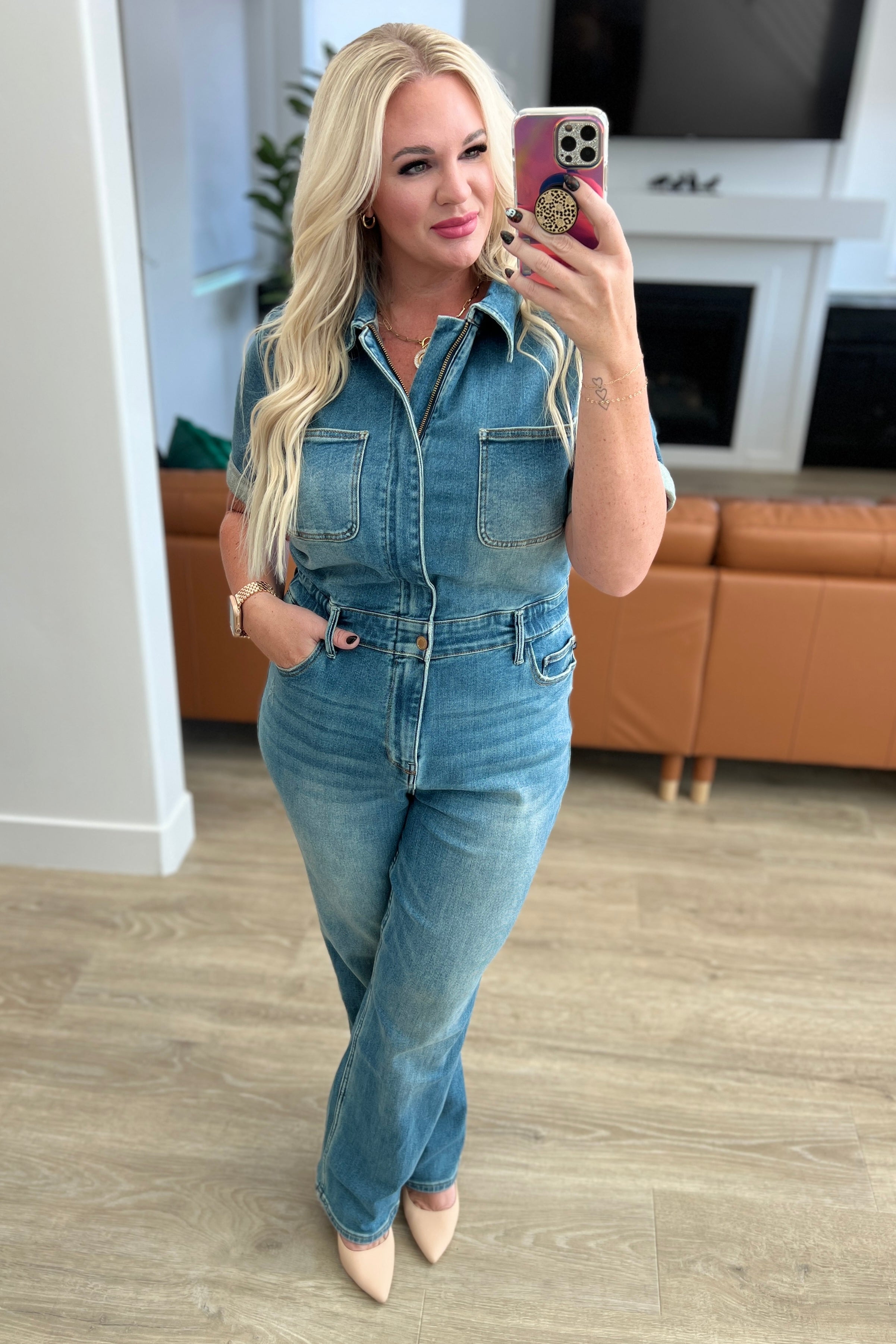 Short Sleeve Denim Judy Blue Jumpsuit