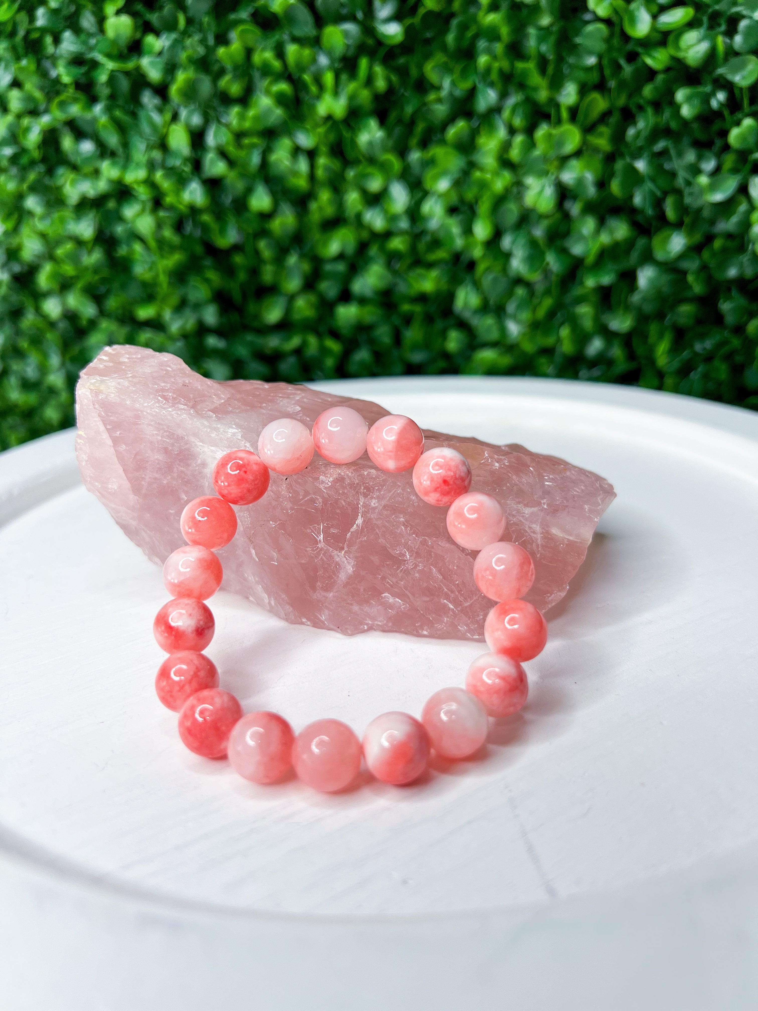 Semi Precious 10mm Persian Jade Stretch Bracelet - Pink *FINAL SALE*