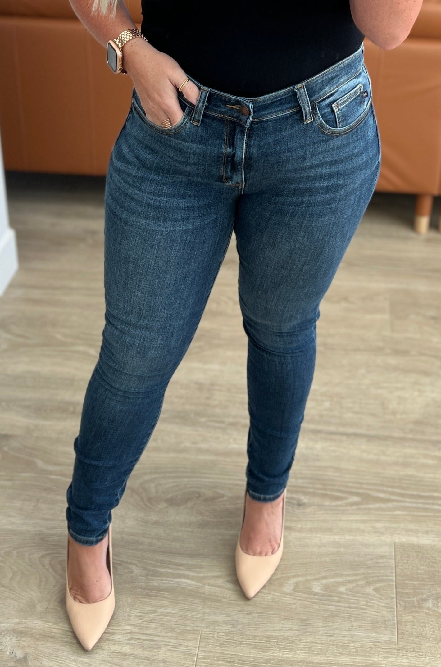 Mid-Rise No Holes Skinny Judy Blue Jeans